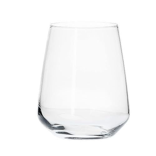 Borgonovo Contea Stemless - Juego De 6 Vasos De Vidrio De 490 Ml. Vaso Transparente de Cristal para Restaurantes, Fiestas, Bodas, Para Agua, Té, Helado, Cerveza, Jugo, Coctél, Limonada Set de 6 piezas