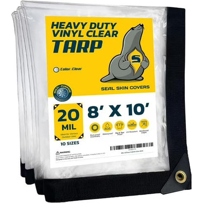 Seal Skin Cover Lona Transparente Impermeable de Alta Resistencia - 8' X 10' FT - Clear