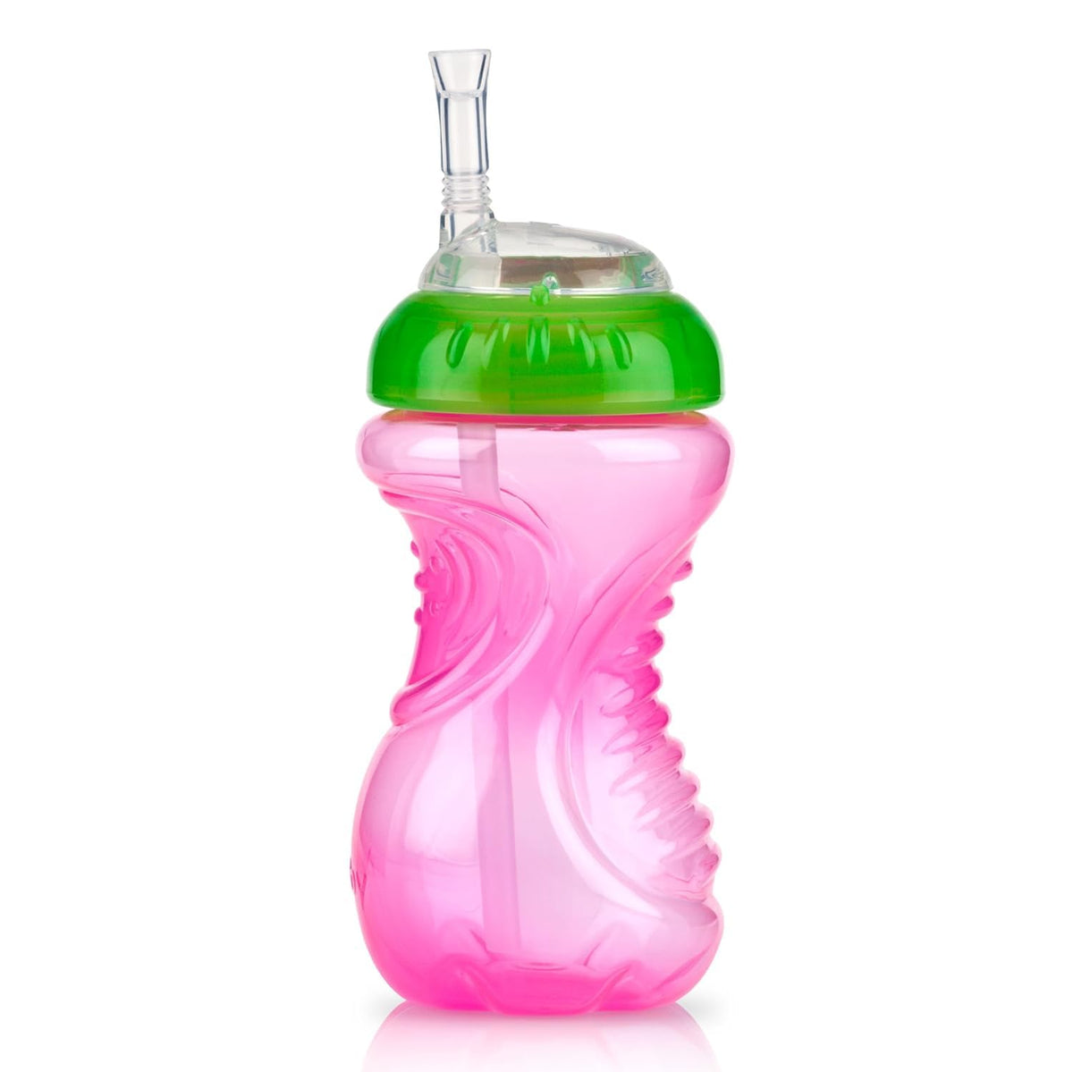 Nuby 3 Piece Girl No-Spill Cup with Flex Straw, 10 Ounce, Multicolor