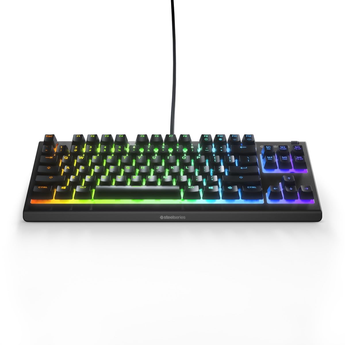 SteelSeries Apex 3 Tkl - Teclado USB RGB para juegos - Factor de forma compacto de deportes electrónicos sin teclas - Iluminación RGB de 8 zonas - Ip32 resistente al agua y al polvo - Diseño QWERTY americano