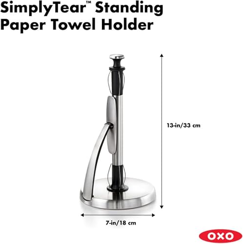 OXO Good Grips 1066736 Dispensador de Toalla Acero Inox con Brazo | OXO Good Grips SimplyTear - Soporte para toallas de papel para cocina