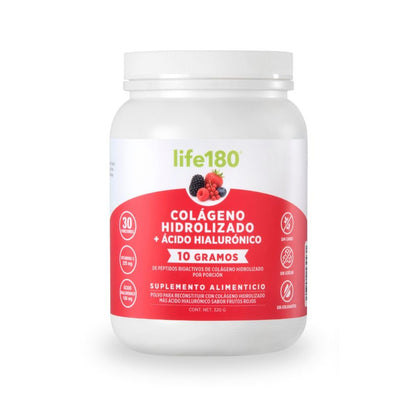 Life180 Colágeno Hidrolizado con Biotina y Vitamina E Sabor Naranja, Pack de 2 - Moras - 450 g (Paquete de 1)