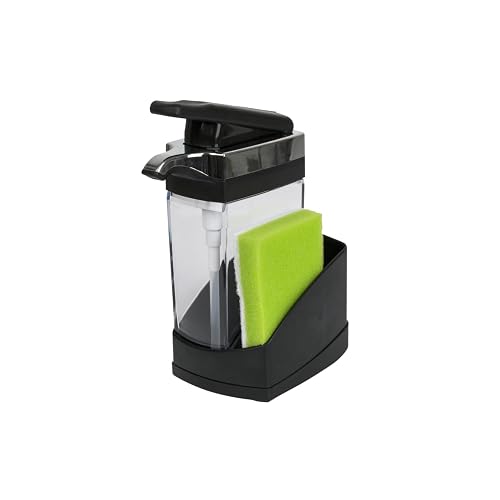 Casabella Sink Sider - Jabonera con Esponja para Fregadero, Negro, 1, 1