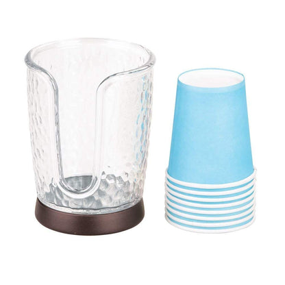 interDesign 53651 Rain Disposable Paper and Plastic Cup Dispenser for Bathroom Vanity and Countertops, Clear/Bronze