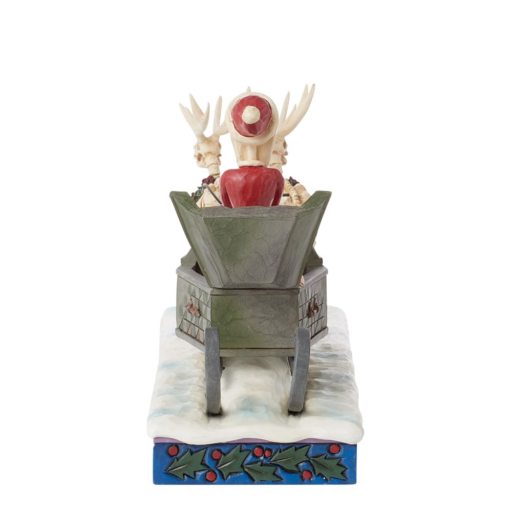Enesco Disney Traditions Collection by Jim Shore The Nightmare Before Christmas - Figura de Papá Noel en Trineo y Calavera de Reno, Pintada a Mano para decoración del hogar, 6.5 Pulgadas