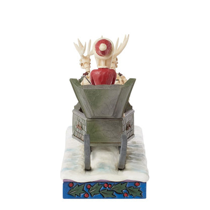 Enesco Disney Traditions Collection by Jim Shore The Nightmare Before Christmas - Figura de Papá Noel en Trineo y Calavera de Reno, Pintada a Mano para decoración del hogar, 6.5 Pulgadas