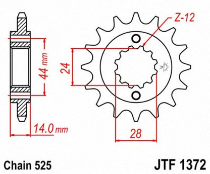 JT Sprockets JTF1372.17 - Piñón de Eje intermedio Delantero de Acero de 17 Dientes, Individual