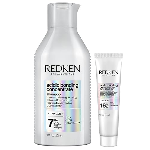 REDKEN- Shampoo Acidic Bonding Concentrate de Redken 300ml + Mascarilla travel size| Shampoo y mascarilla de reparación máxima | Repara 1 año de daño en 5 minutos y proporciona hidratación profunda
