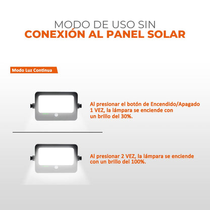 Tecnolite Lámpara Solar LED 10W - Tecnolite, Luz de Día, Función de Power Bank, Multiaplicación, Modos de Luz, Batería Integrada, Sensor de Movimiento, IP65 - IK06