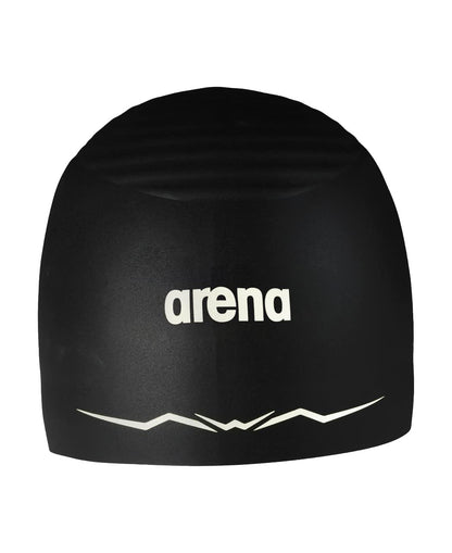 Arena Silicone Racing Swim Cap Men and Women Aquaforce Wave Hydrodynamic Performance Competitive Intensive Swimming - Negro - Blanco - XL