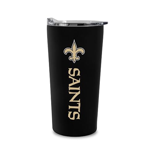 Rico Industries NFL Football New Orleans Saints - Vaso suave al tacto, fácil agarre de 18 onzas