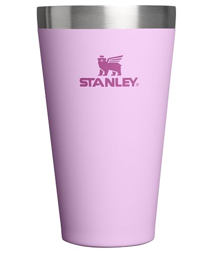 STANLEY Adventure - Vaso de cerveza apilable de 16 onzas, taza de beber apilable para bebidas frías, apto para lavaplatos, vaso de acero inoxidable aislado | sin BPA | orquídea suave