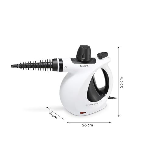 TAURUS MEDUSA CLEAN | Limpiador de vapor sanitizante | Vapor a presión 3 bar | Plancha vertical Elimina olores y bacterias | Limpieza ecológica sin químicos | 9 accesorios | Tanque 350 ml