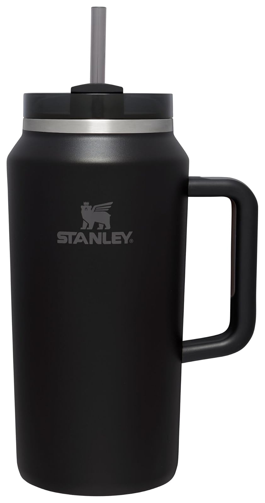 Stanley Quencher H2.0 FlowState - Vaso de acero inoxidable aislado al vacío con tapa y popote para agua, té helado, café, licuados y más, negro, 1900 ml.