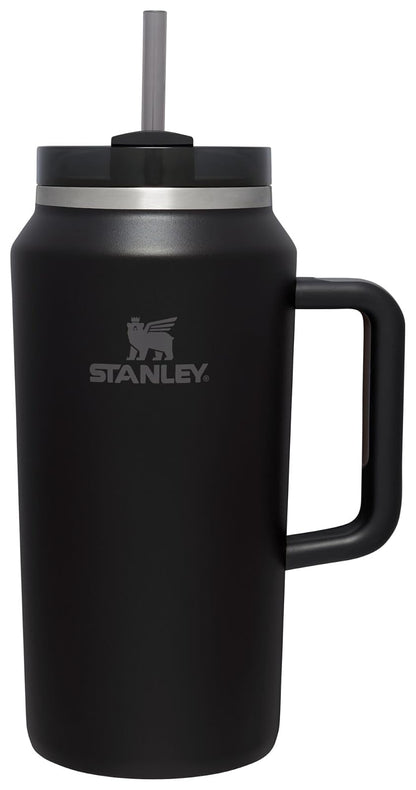 Stanley Quencher H2.0 FlowState - Vaso de acero inoxidable aislado al vacío con tapa y popote para agua, té helado, café, licuados y más, negro, 1900 ml.