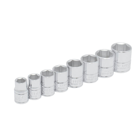 Urrea S02HS Juego de dados cuadro de 3/8", 6 puntas, en pulgadas en riel, 8 piezas