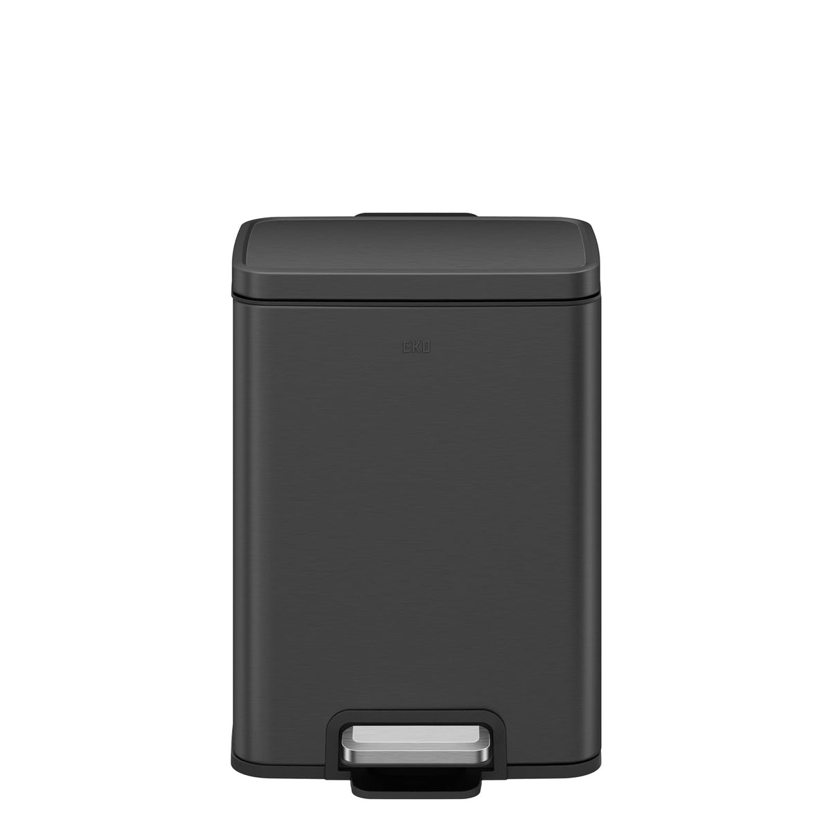 EKO Madison - cubeta de basura para baño de 6 litros/1.6 galones con tapa y cesta interior extraíble, cubeta de basura rectangular de pequeño paso, acero inoxidable cepillado