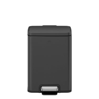 EKO Madison - cubeta de basura para baño de 6 litros/1.6 galones con tapa y cesta interior extraíble, cubeta de basura rectangular de pequeño paso, acero inoxidable cepillado