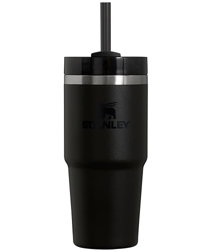 Stanley Quencher H2.0 - Vaso con popote de 14 onzas, tapa giratoria de 3 vías, compatible con portavasos para viajes, taza de acero inoxidable aislada, sin BPA, negro 2.0