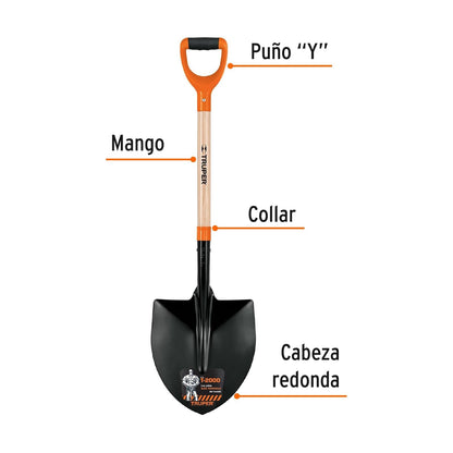 Truper PPH-P, Pala redonda modelo español, puño Y, T-2000 tipo español
