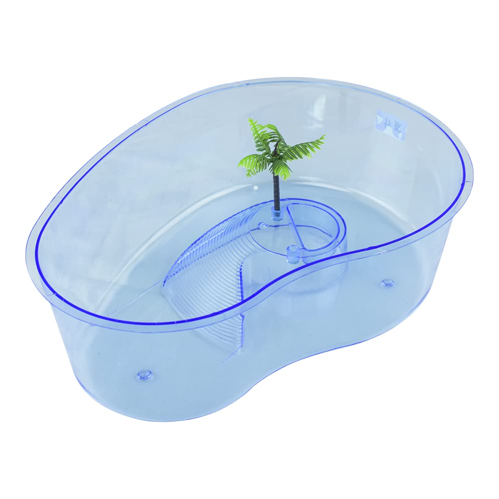 Lomas Tortuguero en Forma de Riñón 12 in (30 cm) para Tortugas Pequeñas con Rampa y Zona Seca Decorativa Colores Surtidos