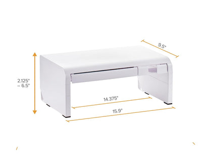 Bostitch Konnect - Elevador Ajustable para Monitor con cajón y Soporte para teléfono Celular, Soporte para computadora portátil, 4 Niveles de Altura, gestión de Cables y Patas de Goma