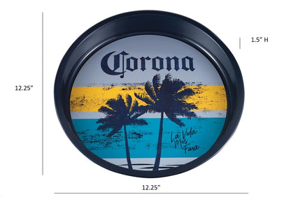 Tin Box Company - Bandeja redonda grande para bebidas, corona