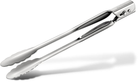 All-Clad Specialty - Utensilios de cocina de acero inoxidable con pinzas de bloqueo para cocina, utensilios de cocina, plata