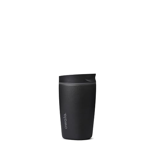 Owala SmoothSip Slider - Acero inoxidable de cerámica, 12 onzas, negro (muy, muy oscuro)