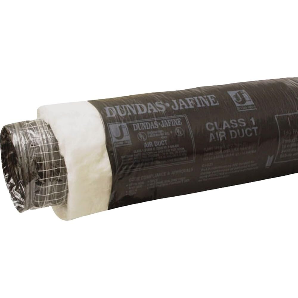 Dundas Jafine BPC425R6 - chamarra negra nsulada de 4 pulgadas x 25 pies, conducto aislado flexible R6, 25 pies