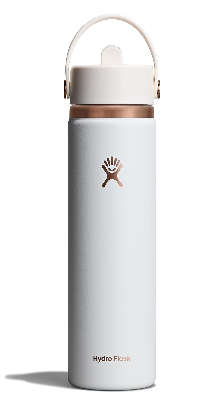 Hydro Flask Botella con Tapa de Popote Flexible, Acero Inoxidable - 24 onzas - Arco blanco gis