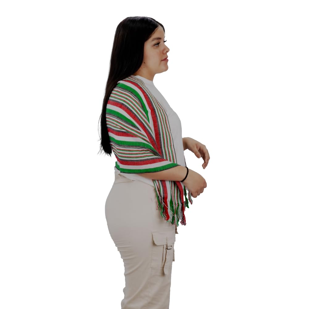 REV Accesorios Reboso Básico Tricolor, Vestimenta Fiestas Patrias Mexicanas, Diseño Viva México, 45x105cm