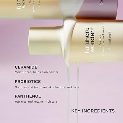haruharu Wonder Black Rice Probiotics Barrier Essence, 4.05 fl.oz, Skin Flooding & Layering, Strengthens Skin Barrier, Moisturizes, Glowy Radiant Skin, Non-Comedogenic, Vegan Korean Skincare