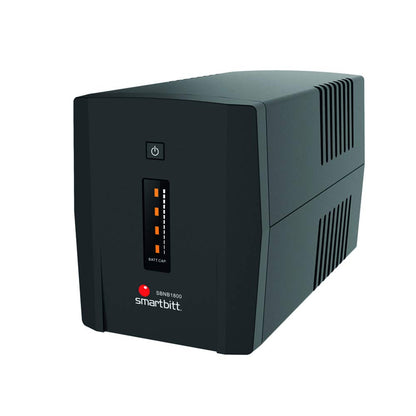 Smartbitt - No-Break Interactivo, Regulador y Supresor de Picos - UPS Ideal para apagones y Cortes de energía - Batería de Respaldo - Negro (1800 Va, Hogar y Oficina)