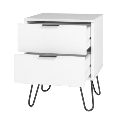 Midtown Concept Mesa Auxiliar de Noche, con 2 cajones, de Madera, Estilo Minimalista, Color Blanco