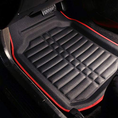 FH Group - Tapetes de Cuero sintético para Automóvil, Resistentes, Rojo/Negro