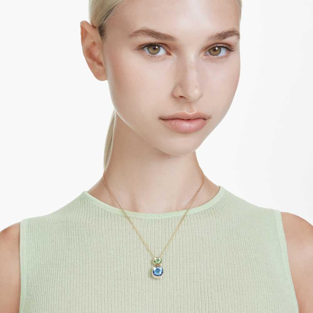 Swarovski Colgante Chroma, Talla cojin, Multicolor, Baño tono oro