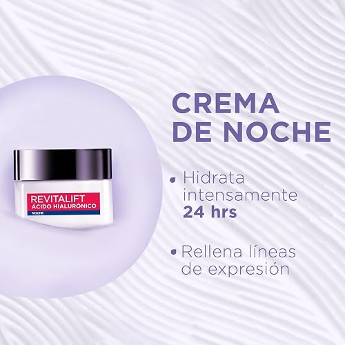 L'Oréal Paris Rutina facial hidratante Revitalift Ácido Hialurónico (2 piezas): Crema de día FPS20 50ml + Crema de noche 50ml. Hidrata y rellena líneas de expresión, para todo tipo de piel