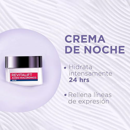 L'Oréal Paris Rutina facial hidratante Revitalift Ácido Hialurónico (2 piezas): Crema de día FPS20 50ml + Crema de noche 50ml. Hidrata y rellena líneas de expresión, para todo tipo de piel