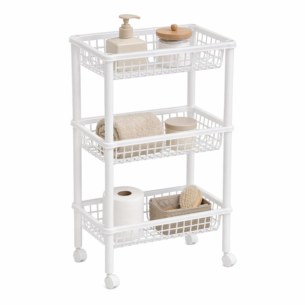 Italhome Estante De 3 Niveles con Ruedas, Organizador Multiusos Carrito De Cocina Blitz