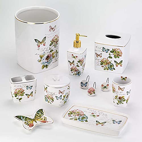 Avanti Linens - Bomba de loción/dispensador de jabón, Accesorios de encimera de cerámica, decoración artística del hogar (colección de jardín de Mariposas)