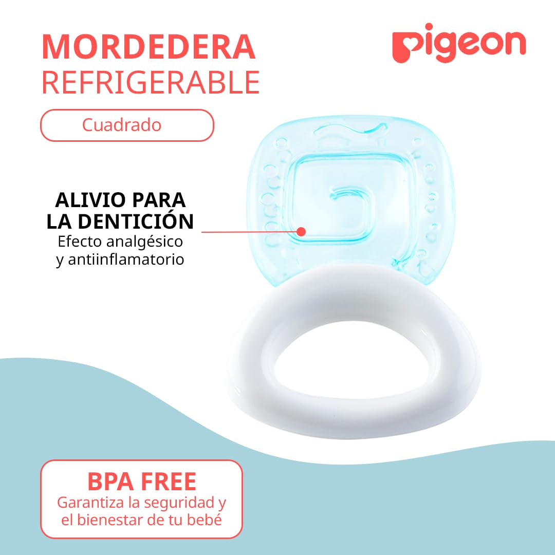 PIGEON | Mordedera para Bebe Refrigérable - Cuadrado | Cosas para Bebes Ideal para Aliviar la Dentición | Estimula Desarrollo Motor de Bebes Recien Nacidos | Incluye Certificación de Seguridad