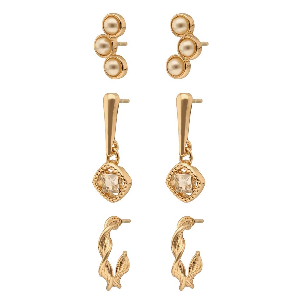 Anne Klein Set 3 Aretes Dorado para Mujer