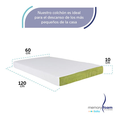 MEMORY FOAM BABY | Colchón de Cuna Para Bebé Baby Essential – Firmeza Media - 120 x 60 x 10 cm – Hecho de Espuma de Poliuretano