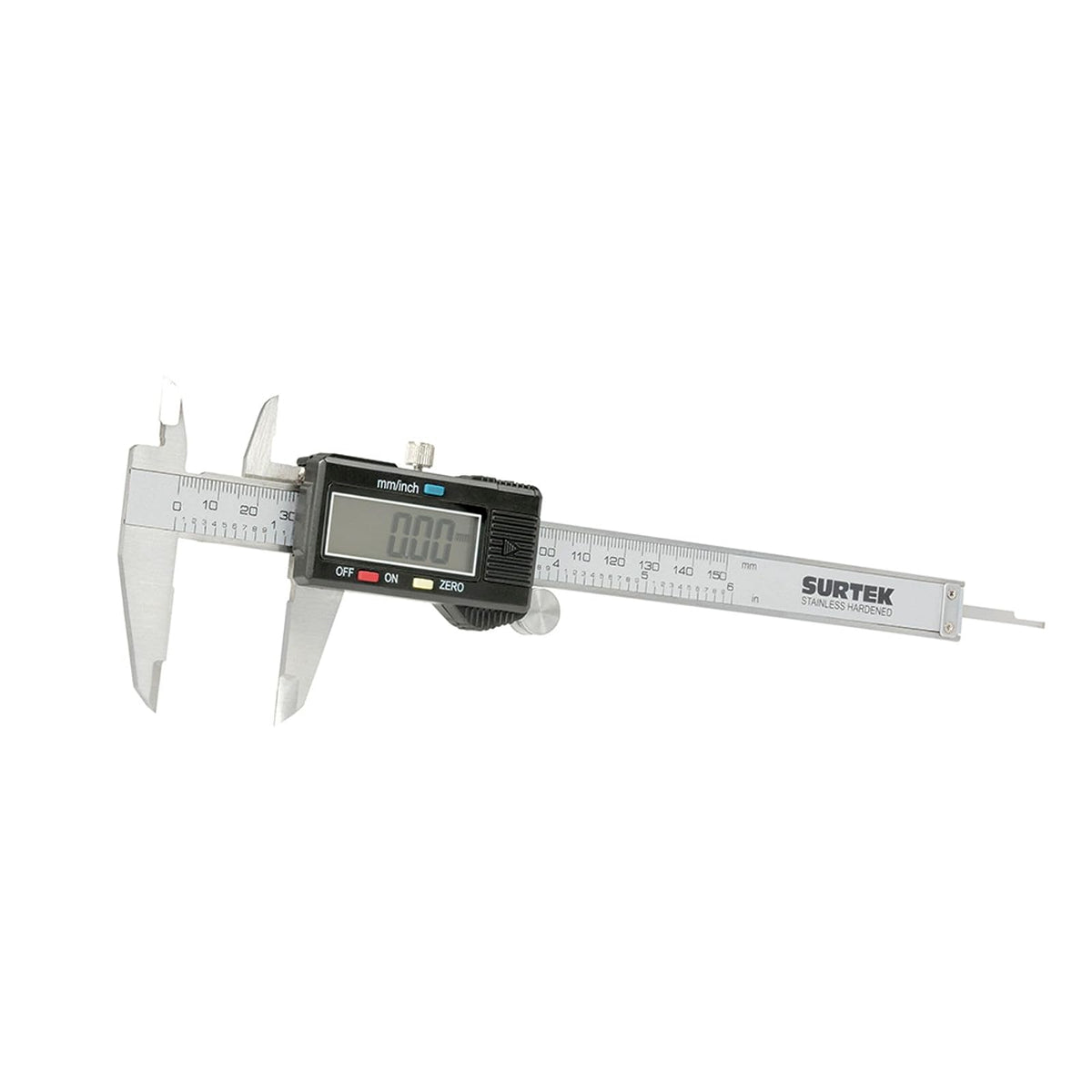 Surtek 122200 Calibrador Pie de Rey Digital | Acero inoxidable, rango de medición 0-6 pulgadas, lectura digital de precisión