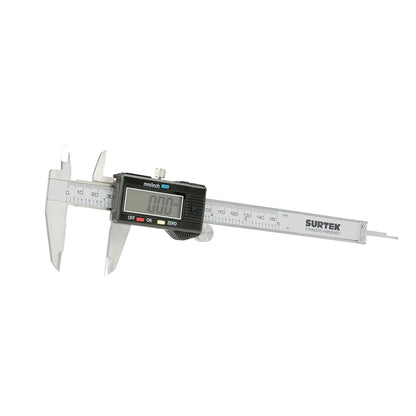 Surtek 122200 Calibrador Pie de Rey Digital | Acero inoxidable, rango de medición 0-6 pulgadas, lectura digital de precisión