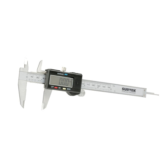 Surtek 122200 Calibrador Pie de Rey Digital | Acero inoxidable, rango de medición 0-6 pulgadas, lectura digital de precisión
