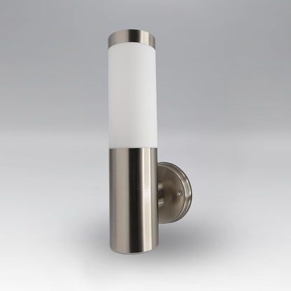 Luminaria de Pared Artlite Cilindrica, Acero Inoxidable IP54 Resistente a uso en Exterior, Base E26/E27, Satín, Apertura de 360°