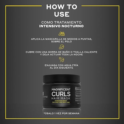 MARTHA DEBAYLE Mascarilla MAGNIFICENT CURLS, Boost de hidratación para pelo chino y ondulado, Con miel de manuka nutritiva, Sin parabenos y ftalatos, 300 ml