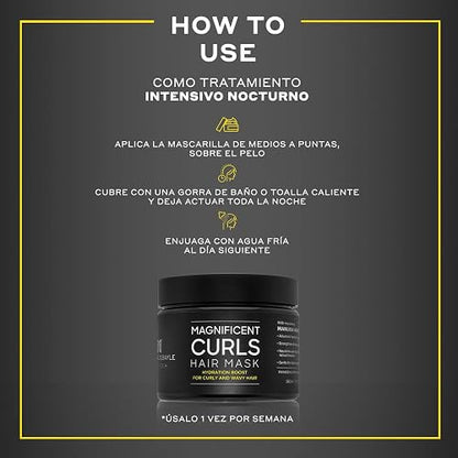 MARTHA DEBAYLE Mascarilla MAGNIFICENT CURLS, Boost de hidratación para pelo chino y ondulado, Con miel de manuka nutritiva, Sin parabenos y ftalatos, 300 ml